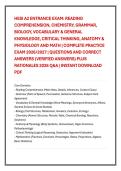 HESI A2 ENTRANCE EXAM&colon; READING COMPREHENSION&comma; CHEMISTRY&comma; GRAMMAR&comma; BIOLOGY&comma; VOCABULARY & GENERAL KNOWLEDGE&comma; CRITICAL THINKING&comma; ANATOMY & PHYSIOLOGY AND MATH &vert; COMPLETE PRACTICE EXAM 2026&sol;2027 &vert; QUESTIONS AND CORRECT ANSWERS &lpar;VERIFIED ANSWERS