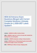 HESI A2 Entrance Exam &NewLine;Questions Merged with Correct &NewLine;Complete Solutions &vert;&vert; Already &NewLine;Graded A&plus; &vert;&vert; 2026-2027 Latest &NewLine;Update&excl;&excl;&excl;