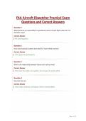 FAA Aircraft Dispatcher Practical Exam&NewLine;Questions and Correct Answers