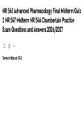 NR 565 Advanced Pharmacology Final Midterm Quiz 2&comma; NR 547 Midterm&comma; NR 546 &ndash; Chamberlain Practice Exam Questions and Answers 2026&ndash;2027