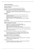Lecture notes Psychology - Cognitive development