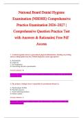National Board Dental Hygiene &NewLine;Examination &lpar;NBDHE&rpar; Comprehensive &NewLine;Practice Examination 2026&ndash;2027 &vert; &NewLine;Comprehensive Question Practice Test &NewLine;with Answers & Rationales&vert; Free Pdf &NewLine;Access
