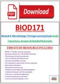 BIOD 171 Module 4&colon; Microbiology &vert; Portage Learning Study Guide &vert; Questions&comma; Answers & Detailed Rationales