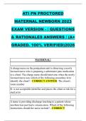 ATI PN MATERNAL NEWBORN PROCTORED EXAM 2026 UPDATE Verified Questions And Answers &vert; With 100&percnt; Correct Answers graded A&plus; Guaranteed Success&excl;&NewLine;