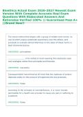 Bioethics Actual Exam 2026-2027 Newest Exam &NewLine;Version With Complete Accurate Real Exam &NewLine;Questions With Elaborated Answers And &NewLine;Rationales Verified 100&percnt; &vert;&vert; Guaranteed Pass A&plus; &NewLine;&vert;&vert;Brand New&excl;&excl; 