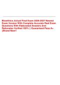 Bioethics Actual Final Exam 2026-2027 Newest &NewLine;Exam Version With Complete Accurate Real Exam &NewLine;Questions With Elaborated Answers And &NewLine;Rationales Verified 100&percnt; &vert;&vert; Guaranteed Pass A&plus; &NewLine;&vert;&vert;Brand New&excl;&excl; &NewLine;