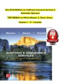 Solution Manual for Auditing & Assurance Services&colon; A Systematic Approach&comma; 12th Edition &vert; William F&period; Messier Jr&period;&comma; Steven M&period; Glover & Douglas F&period; Prawitt &vert; Chapters 1&ndash;21 Complete