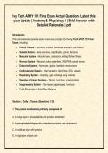 Ivy Tech APHY 101 Final Exam Actual Questions Latest this &NewLine;year Update &vert; Anatomy & Physiology I &vert; Bold Answers with &NewLine;Detailed Rationales &vert; pdf 