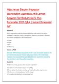New Jersey Elevator Inspector &NewLine;Examination Questions And Correct &NewLine;Answers &lpar;Verified Answers&rpar; Plus &NewLine;Rationales 2026 Q&A &vert; Instant Download &NewLine;Pdf