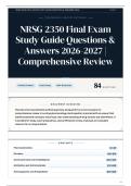 NRSG 2350 Final Exam Study Guide Questions & Answers 2026-2027 Comprehensive Review