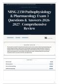 NRSG 2350 Pathophysiology & Pharmacology Exam 3 Questions & Answers 2026-2027 Comprehensive Review