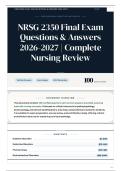 NRSG 2350 Final Exam Questions & Answers 2026-2027 Complete Nursing Review