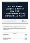 NLN NEX Science Questions & Answers 2026&sol;2027 Comprehensive Nursing Entrance Exam Review
