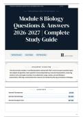 Module 8 Biology Questions & Answers 2026-2027 Complete Study Guide