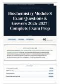 Biochemistry Module 8 Exam Questions & Answers 2026-2027 Complete Exam Prep