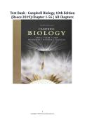 Test Bank - Campbell Biology&comma; 10th Edition &lpar;Reece 2019&rpar; Chapter 1-56 &vert; All Chapters&NewLine;