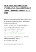 ATI RN MENTAL HEALTH PROCTORED&NewLine;UPDATED ACTUAL EXAM QUESTIONS AND&NewLine;CORRECT ANSWERS COMPLETE STUDY&NewLine;GUIDE&NewLine;