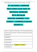 ATI MATERNAL NEWBORN &NewLine;PROCTORED EXAM &sol;NGN ATI &NewLine;MATERNAL NEWBORN &NewLine;WITH DETAILED &NewLine;VERIFIED ANSWERS &lpar;100&percnt; &NewLine;CORRECT ANSWERS&rpar;&sol;ALREADY &NewLine;GRADED A&plus; 