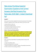 New Jersey Plumbing Inspector &NewLine;Examination Questions And Correct &NewLine;Answers &lpar;Verified Answers&rpar; Plus &NewLine;Rationales 2026 Q&A &vert; Instant Download &NewLine;Pdf