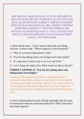 HESI MENTAL HEALTH EXAM &sol;ACTUAL HESI MENTAL HEALTH EXAM 2026&sol;2027 COMPLETE ACCURATE EXAM REAL QUESTIONS AND CORRECT VERIFIED ANSWERS WITH DETALED RATIONALES &lpar;100&percnt; CORRECT VERIFIED ANSWERS&rpar; CURRENTLY UPDATED VERSION 2026 EDITION &vert;GUARANTEED PASS A&plus; &vert;FULL R