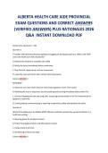 ALBERTA HEALTH CARE AIDE PROVINCIAL&NewLine;EXAM QUESTIONS AND CORRECT ANSWERS&NewLine;&lpar;VERIFIED ANSWERS&rpar; PLUS RATIONALES 2026&NewLine;Q&A INSTANT DOWNLOAD PDF