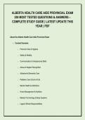 ALBERTA HEALTH CARE AIDE PROVINCIAL EXAM &NewLine;250 MOST TESTED QUESTIONS & ANSWERS &ndash; &NewLine;COMPLETE STUDY GUIDE &vert; LATEST UPDATE THIS &NewLine;YEAR &vert; PDF