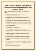 Texas CDL Hazmat Endorsement Exam&ndash; Newest 250 &NewLine;Questions with Correct Answers & Rationales &vert; Latest &NewLine;Update this Year &vert;PDF