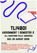 TLI4801 Assignment 1 Semester 2 MEMO &vert; Due 26 August 2026