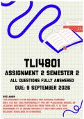 TLI4801 Assignment 2 Semester 2 MEMO &vert; Due 9 September 2026