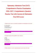 Optometry Admission Test &lpar;OAT&rpar; &NewLine;Comprehensive Practice Examination &NewLine;2026&ndash;2027 &vert; Comprehensive Question &NewLine;Practice Test with Answers & Rationales&vert; &NewLine;Free Pdf Access