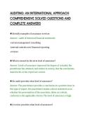 AUDITING&colon; AN INTERNATIONAL APPROACH&NewLine;COMPREHENSIVE SOLVED QUESTIONS AND&NewLine;COMPLETE ANSWERS&NewLine;