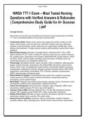 NWSA TTT-1 Exam &ndash; Most Tested Nursing &NewLine;Questions with Verified Answers & Rationales &NewLine;&vert; Comprehensive Study Guide for A&plus; Success &NewLine;&vert; pdf &NewLine;