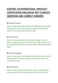AUDITING&colon; AN INTERNATIONAL APPROACH&NewLine;CERTIFICATION EVALUATION TEST COMPLETE&NewLine;QUESTIONS AND CORRECT ANSWERS&NewLine;