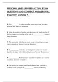 PERSONAL LINES UPDATED ACTUAL EXAM&NewLine;QUESTIONS AND CORRECT ANSWERS FULL&NewLine;SOLUTION GRADED A&plus;