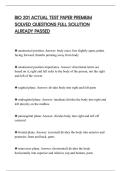 BIO 201 ACTUAL TEST PAPER PREMIUM&NewLine;SOLVED QUESTIONS FULL SOLUTION&NewLine;ALREADY PASSED