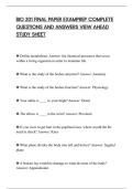 BIO 201 FINAL PAPER EXAMPREP COMPLETE&NewLine;QUESTIONS AND ANSWERS VIEW AHEAD&NewLine;STUDY SHEET