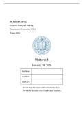 ECON 160 MIDTERM 1 EXAM &vert; QUESTIONS AND SOLUTIONS &vert; WINTER 2026 &vert; WITH COMPLETE SOLUTIONS - UCLA&period;