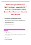 Portfolio Management Professional &NewLine;&lpar;PfMP&rpar; Certification Exam &lpar;AGACNP-C&rpar; &NewLine;2026&ndash;2027 &vert; Comprehensive Question &NewLine;Practice Test with Answers & Rationales&vert; &NewLine;Free Pdf Access