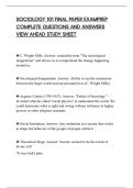 SOCIOLOGY 101 FINAL PAPER EXAMPREP&NewLine;COMPLETE QUESTIONS AND ANSWERS&NewLine;VIEW AHEAD STUDY SHEET