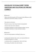 SOCIOLOGY 101 EXAM SCRIPT TESTED&NewLine;QUESTIONS AND SOLUTIONS 100 PERCENT&NewLine;CORRECT