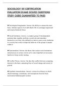 SOCIOLOGY 101 CERTIFICATION&NewLine;EVALUATION EXAMS SOLVED QUESTIONS&NewLine;STUDY GUIDE GUARANTEED TO PASS