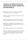 SOCIOLOGY 101 UPDATED ACTUAL EXAM&NewLine;QUESTIONS AND CORRECT ANSWERS FULL&NewLine;SOLUTION GRADED A&plus;