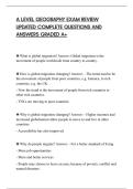 A LEVEL GEOGRAPHY EXAM REVIEW&NewLine;UPDATED COMPLETE QUESTIONS AND&NewLine;ANSWERS GRADED A&plus;