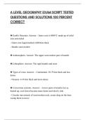 A LEVEL GEOGRAPHY EXAM SCRIPT TESTED&NewLine;QUESTIONS AND SOLUTIONS 100 PERCENT&NewLine;CORRECT