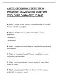 A LEVEL GEOGRAPHY CERTIFICATION&NewLine;EVALUATION EXAMS SOLVED QUESTIONS&NewLine;STUDY GUIDE GUARANTEED TO PASS