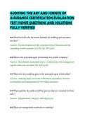 AUDITING THE ART AND SCIENCE OF&NewLine;ASSURANCE CERTIFICATION EVALUATION&NewLine;TEST PAPER QUESTIONS AND SOLUTIONS&NewLine;FULLY VERIFIED&NewLine;