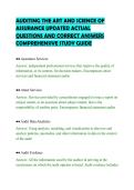 AUDITING THE ART AND SCIENCE OF&NewLine;ASSURANCE UPDATED ACTUAL&NewLine;QUESTIONS AND CORRECT ANSWERS&NewLine;COMPREHENSIVE STUDY GUIDE&NewLine;