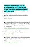 AWHONN INTERMEDIATE FETAL&NewLine;MONITORING ACTUAL TEST PAPER&NewLine;COMPLETE QUESTIONS AND ANSWERS&NewLine;FULL SOLUTION