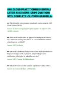 AWS CLOUD PRACTITIONER ESSENTIALS&NewLine;LATEST ASSESSMENT SCRIPT QUESTIONS&NewLine;WITH COMPLETE SOLUTIONS GRADED A&plus;
