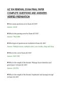AZ 104 RENEWAL EXAM FINAL PAPER&NewLine;COMPLETE QUESTIONS AND ANSWERS&NewLine;VERIFIED PREPARATION&NewLine;